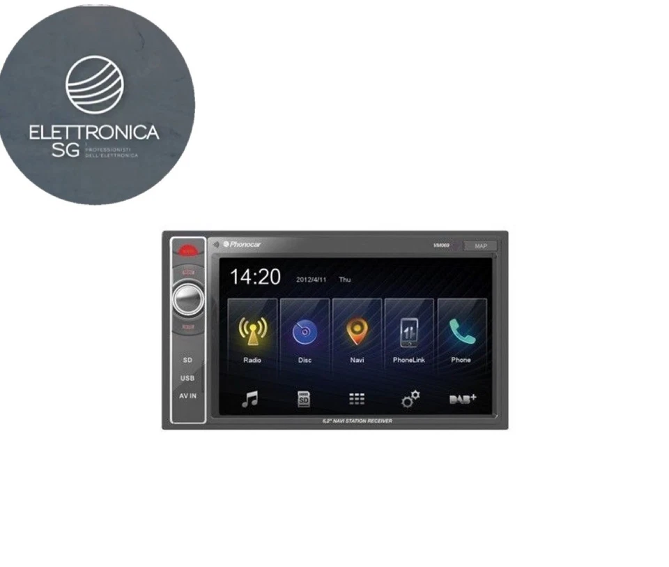 AUTORADIO DOPPIO DIN PHONOCAR VM069K CON MAPPA PER CAMION/CAMPER/MEZZI PESANTI  - Immagine 1 di 1