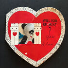 Vtg Die Cut Valentine Card Panda Bear Peak Thru Window ?Will You Be Mine?? A.C.