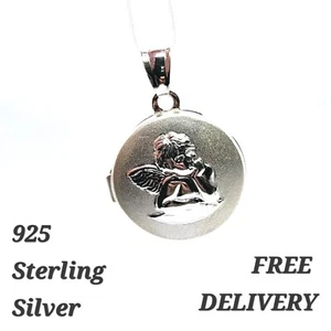 925 Sterling Silver Angel Locket Pendant – Photo Keepsake Charm Necklace Gift - Picture 1 of 11