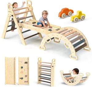 BlueWood Dreieck Set 7 in 1 Holz Kleinkind Klettern Spielzeug Dschungel Gym - Neu im Karton - Bild 1 von 7