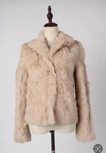 Vintage Y2K rabbit fur jacket in blush - Picture 1 of 9
