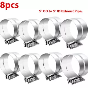 8pcs 5 inch Stainless Steel Lap Joint Band Exhaust Clamp Sleeve Coupler T-304 - Foto 1 di 10