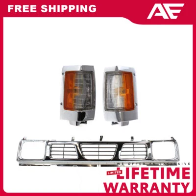 Parrilla cromada + luces de esquina para camioneta Nissan D21 1993-1997 Foto 1 de 4