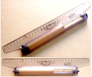 1950 MADE IN ISRAEL Drafting ROLLING RULER Protractor COMPASS Graphics HEBREW - Picture 1 of 8