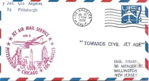 First Jet Airmail Flight Los Angeles - Pittsburgh July 25 1959 AAMC#J142 - Picture 1 of 1
