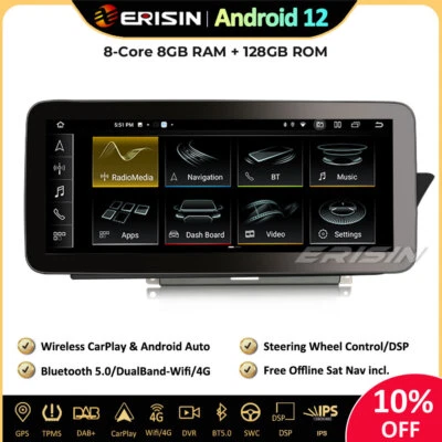12.3" Android 13.0 Car Stereo Sat Nav CarPlay DAB+ 128GB For Audi A4 A5 B8 S4 S5 - Image 1 of 4