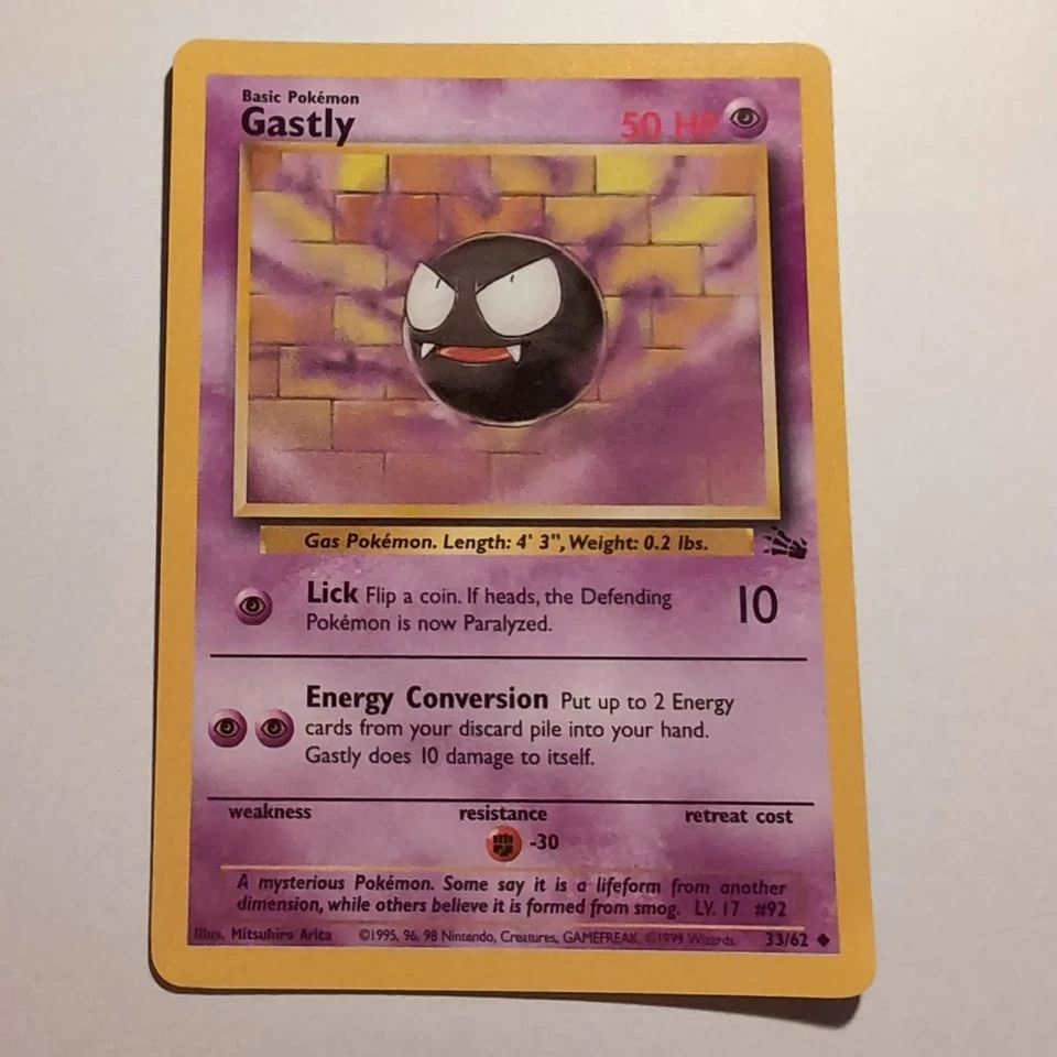 Gastly - Pokemon TCG Karte - Fossil - 33/62 - 1999 - English - Bild 1 von 2