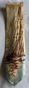 Vintage Necktie National Shirt Shop Boat, Sailboat Blue, Brown, Yellow 4” X 51” - Picture 1 of 7