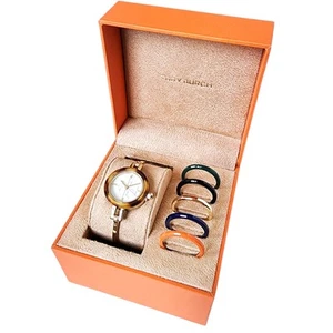 Tory Burch Gigi Small Gold Bangle Watch Gift Set Interchangeable Bezels TBW2100 - Picture 1 of 7