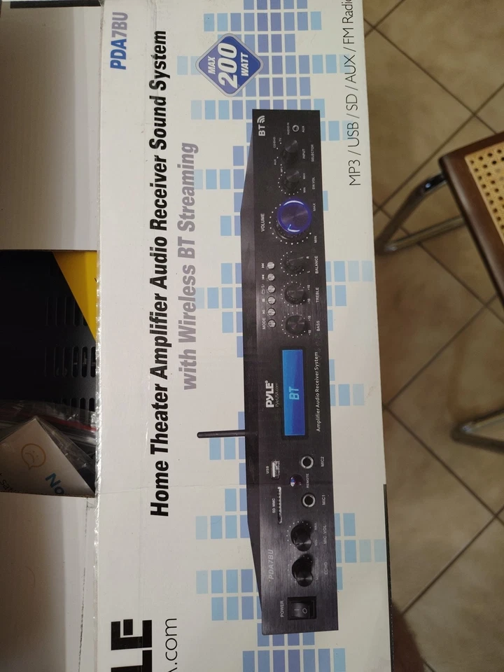 Pyle PDA7BU Home Theater Amplifier MP3/USB/SD/AUX/FM Black Bluetooth Receiver - Image 1 of 1