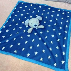 "Manta de seguridad para bebé Cloud Island Puppy Dog Lovey gris azul marino estrellas 30""" - Imagen 1 de 6