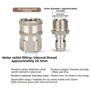 High Pressure Hose Connector Stainless Steel Swivel for Car Washer Machines - Bild 1 von 6