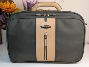 Samsonite Carry-On Travel Bag Case Sun Olive Leather Nylon 2007  - Picture 1 of 16