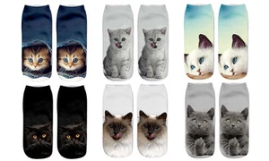Funny Cat Socks for Women – 3D Printed Colorful Kitty Socks for Girls & Teens - Picture 1 of 9
