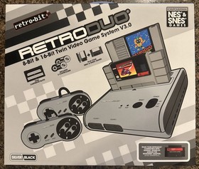 Retro-Bit RetroDuo Dual 2-in-1 Retro Console SNES & NES Games - Silver/Black NEW