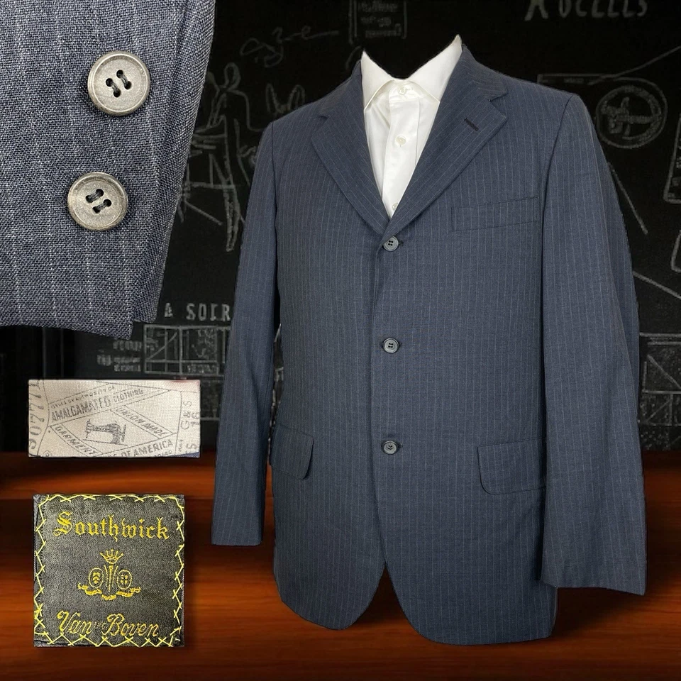 Chaqueta Blazer Southwick Vintage Años 50 Años 60 Hecha en EE. UU. Para Hombres 38S 40S Lana Azul Foto 1 de 4