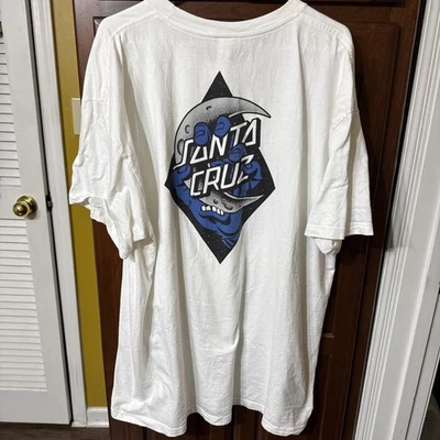 Santa Cruz Shirt Mens 2XL White Blue Screaming Hand Moon - Image 1 of 3