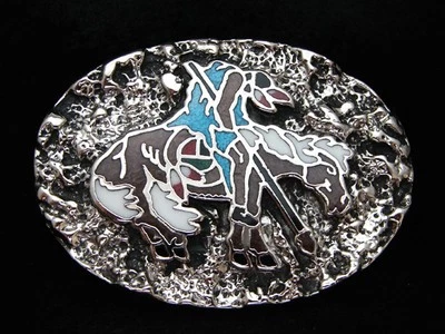 PD11141 *NOS* VINTAGE AÑOS 70 **FIN DEL CAMINO** HEBILLA DE DISEÑO ART SUROESTE Foto 1 de 2