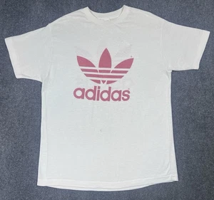 Vintage 80s Adidas Trefoil Tee L USA Single Stitch Thin Grunge 50/50 - Bild 1 von 13
