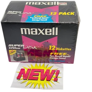 Pack of 12 Maxell Bandit 120MB Superdisk PC Formatted Drive with 2 Storage Cases - Picture 1 of 4