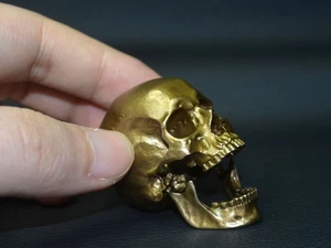 Massiver Bronze Mini menschlicher Schädel, exquisite Bronze Kunstwerke Sammlerstücke, Geschenk - Bild 1 von 10