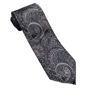 Pronto-Uomo Couture Grey Purple Woven Paisley Handmade Silk Tie - Picture 1 of 4