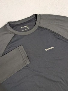 Simms Shirt Mens M Dark Gray Crew Long Sleeve Base layer Fishing Outdoors - Picture 1 of 7