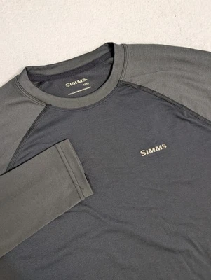 Simms Shirt Mens M Dark Gray Crew Long Sleeve Base layer Fishing Outdoors - Image 1 of 4