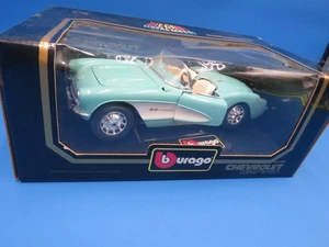Burago Blue 1957 Chevrolet Corvette Convertible 1:18 Scale - Picture 1 of 10