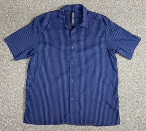 Lululemon Button Up Shirt Men's Size XL Blue Striped Short Sleeve Relaxed - Picture 1 of 13