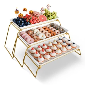 Extra Large 3-Tier Melamine Serving Tray Set and Cupcake Stand for Party Even... - Picture 1 of 8