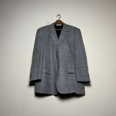 Blazer Abrigo Chaqueta Versini Seda Hombres 48R Formal Gris Sarga Preparación Mínimo Negocio Foto 1 de 4