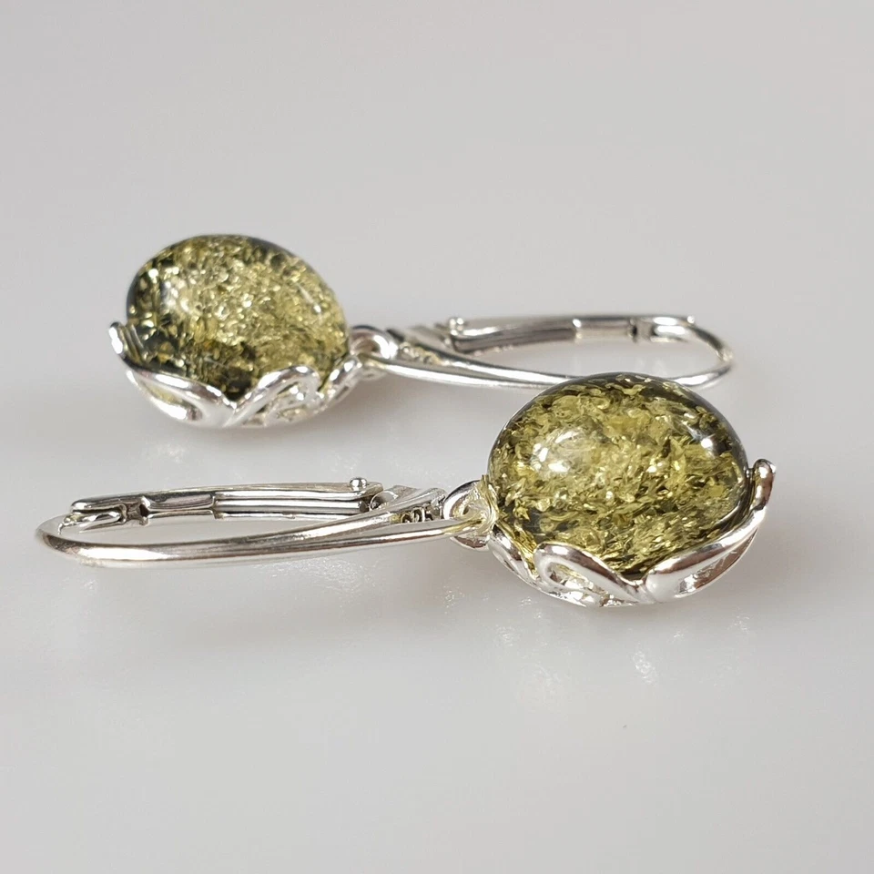 Orecchini classici piccoli orecchini color ambra verde regalo per la mamma - Immagine 1 di 4