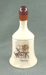 Colorado state souvenir DEER COLLECTOR BELL vintage brown tan porcelain 5.5" - Picture 1 of 6