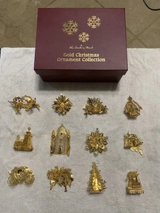 Vintage 12er Set Danbury Mint Gold 2008 Weihnachtsschmuck in Box - SUPER - Bild 1 von 17