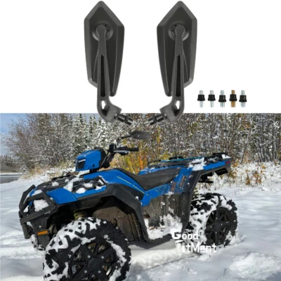 2x Black Motorcycle Rear View Side Mirrors For Polaris Sportsman 850 800 700 600 - Image 1 of 4