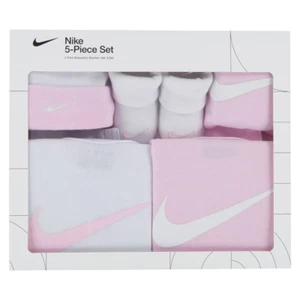 NIKE NEWBORN INFANT 5 PIECE GIFT SET BOOTIES HAT BIB PINK BODYSUITS - Picture 1 of 3