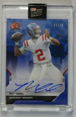 2021 Topps Now Bowman Next Football MATT CORRAL #5B XRC Auto #D 31/49 Ole Miss - Image 1 of 2