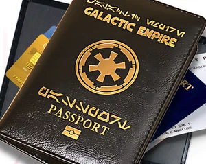Star Wars Passport Holder Case Card ID Travel Accessory Leather GALACTIC EMPIRE - Picture 1 of 8