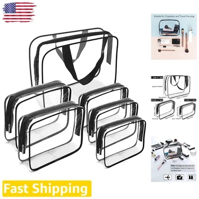 Juego de bolsas de maquillaje transparentes aprobadas por la TSA - Kit de viaje de organización cosmética de 6 piezas Foto 1 de 4