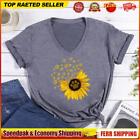 Sonnenblumen-Hundepfoten-T-Shirt mit V-Ausschnitt-01755