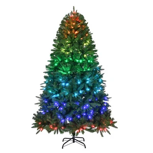 7.5FT Smart Prelit Christmas Tree with RGB Lights Hinged Branches 2436 Tips - Picture 1 of 7