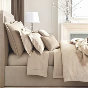 Ralph Lauren Park Avenue Modern Justina Baumwolle Bettbezug Taupe Creme Neu mit Etikett King - Bild 1 von 4