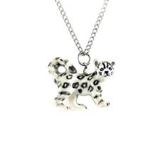 Little Critterz Jewelry Snow White Leopard Pendant Porcelain Jewelry