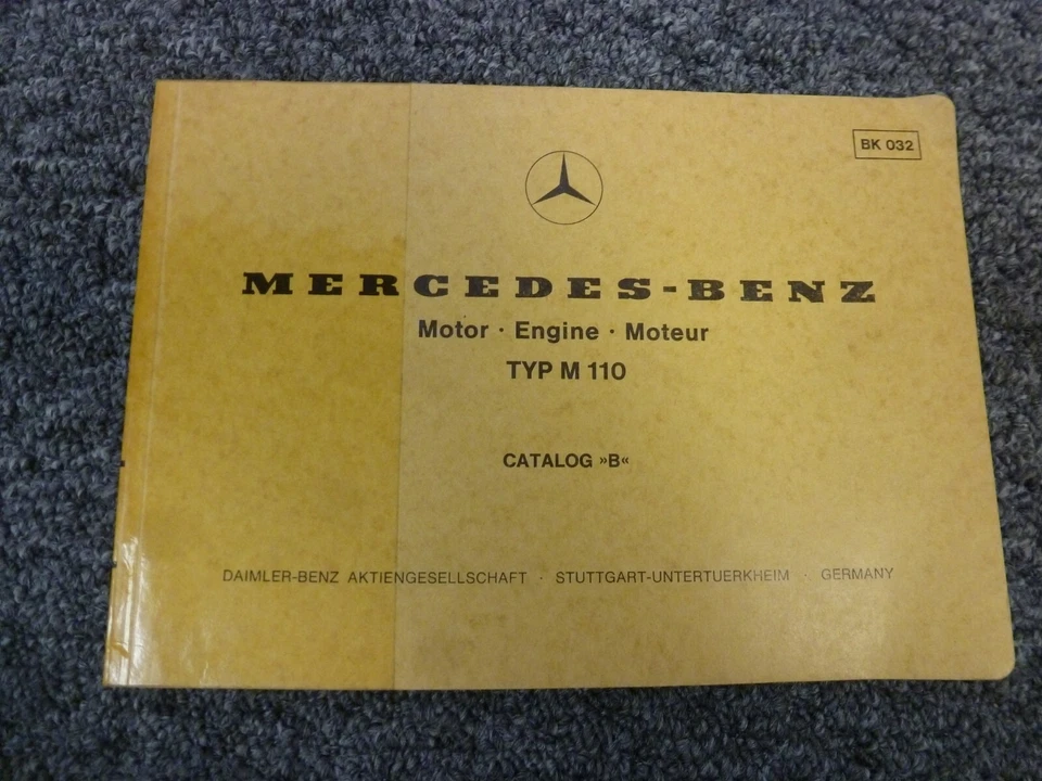 Mercedes Benz M110 1972-1974 motor 280SL 280SE 280SEL manual catálogo de piezas 1973 Foto 1 de 1