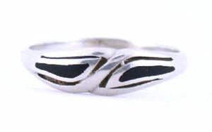 Black Onyx Inlay  Gemstone Sterling Silver Ring Sizes 5 8 8.25 YOU SELECT SIZE - Picture 1 of 3