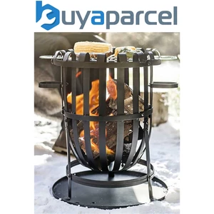La Hacienda 56043 Vancouver Fire Pit Basket Bowl BBQ Grill Black Steel - Picture 1 of 6