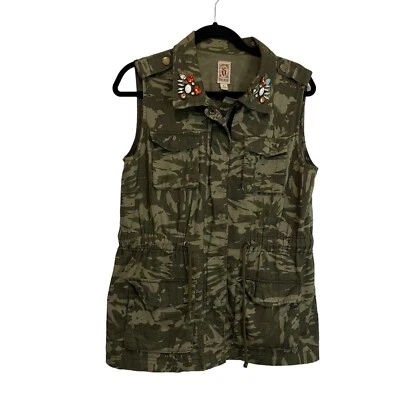 Chaqueta utilitaria sin mangas Decree camuflaje con cuentas cremallera completa para mujer talla L Foto 1 de 4