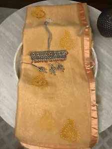 Indian Women's Traditional Organza Silk Saree With Blouse Piece - Picture 1 of 9