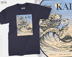 Japanese Wave Turtle Art T-shirt Tortoise Great Kanagawa Modern Japan Painting - Picture 1 of 10